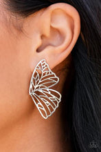 Load image into Gallery viewer, Butterfly Frills Silver Earrings Paparazzi Accessories