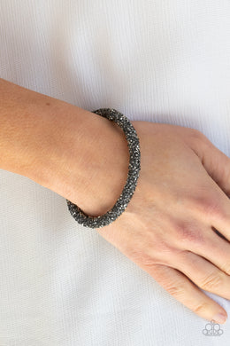 Roll Out The Glitz - Black Rhinestone Coil Bracelet Paparazzi Accessories