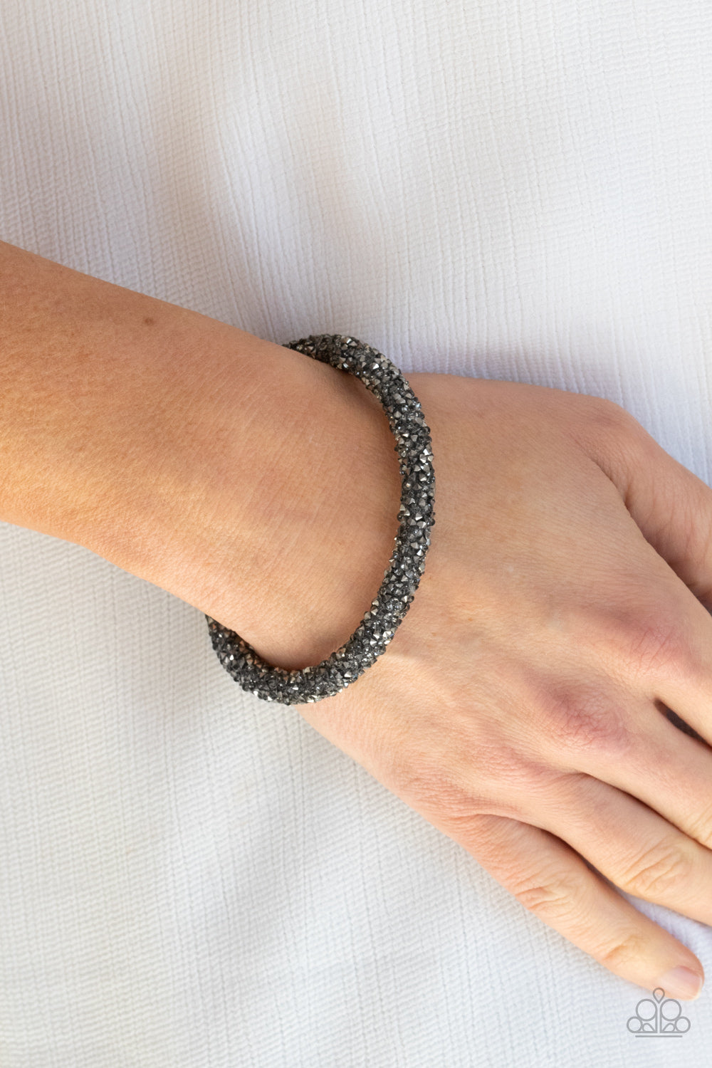 Roll Out The Glitz - Black Rhinestone Coil Bracelet Paparazzi Accessories