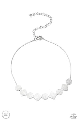 Dont Get Bent Out Of Shape - Silver Choker Necklace Paparazzi Accessories