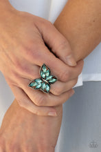Load image into Gallery viewer, Fluttering Fashionista - Blue Ring Paparazzi Accessories