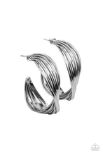 Load image into Gallery viewer, Curves In All The Right Places - Black Gunmetal Hoop Earrings Paparazzi Accessories