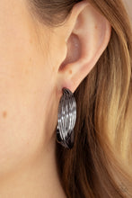 Load image into Gallery viewer, Curves In All The Right Places - Black Gunmetal Hoop Earrings Paparazzi Accessories