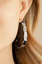Load image into Gallery viewer, Exhilarated Edge - Silver Hoop Earrings Paparazzi Accessories