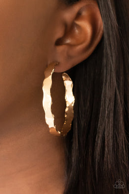 Exhilarated Edge - Gold Earrings Paparazzi Accessories