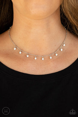 Dainty Diva - White Rhinestone Necklace Paparazzi Accessories