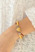 Load image into Gallery viewer, Charmingly Country - Yellow Stone Heart Bracelet Paparazzi Accessories