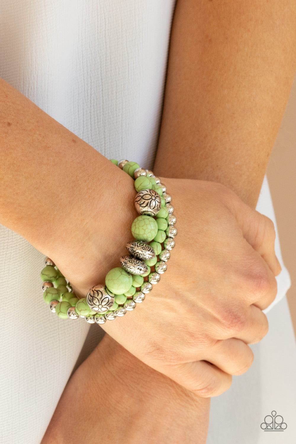 Desert Blossom - Green Bracelet Paparazzi Accessories