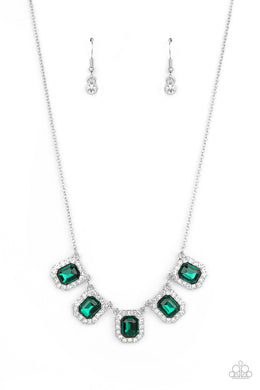 Next Level Luster - Green Rhinestone Necklace Paparazzi Accessories