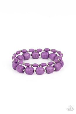 Colorfully Country - Purple Stone Stretchy Bracelet Paparazzi Accessories