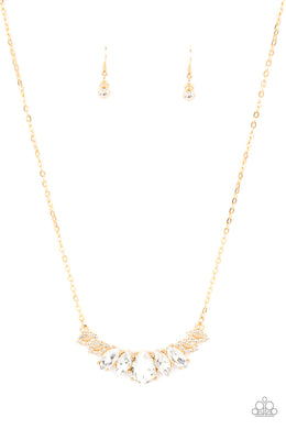 Bride-to-BEAM - Gold Rhinestone Necklace Paparazzi Accessories