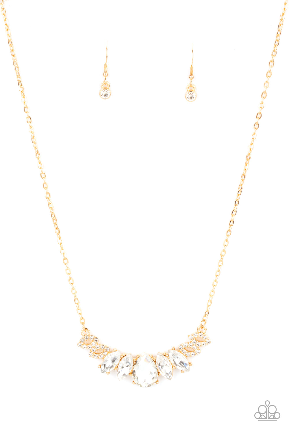 Bride-to-BEAM - Gold Rhinestone Necklace Paparazzi Accessories