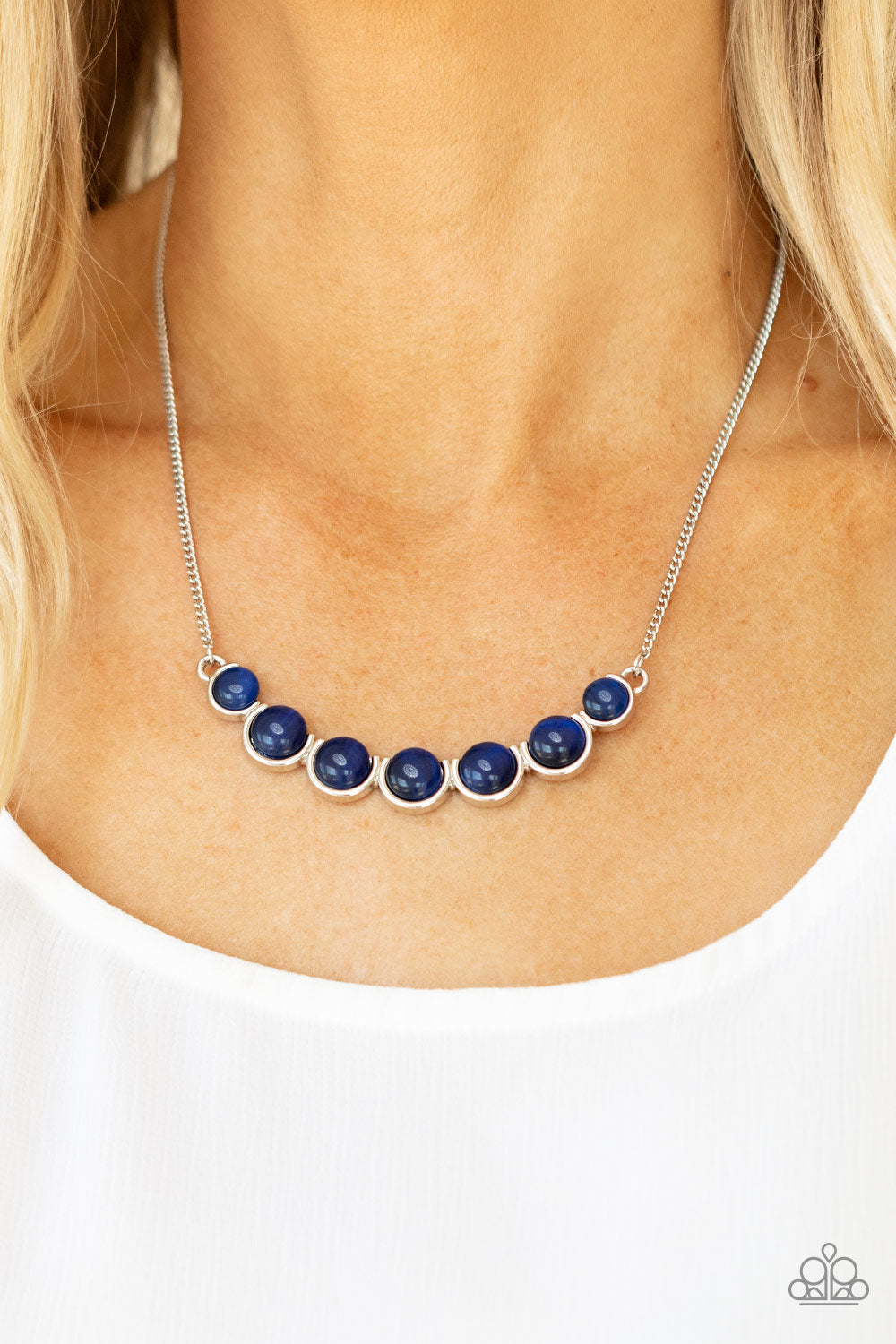 Serenely Scalloped - Blue Necklace Paparazzi Accessories