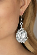 Load image into Gallery viewer, Royal Recognition - White Rhinestone Earrings Paparazzi Accessories