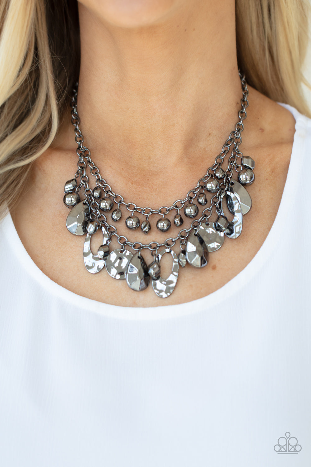 Extra Exhilarating - Black Gunmetal Necklace Paparazzi Accessories