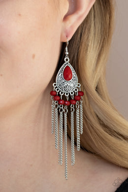 Floating on HEIR - Red Earrings Paparazzi Accessories