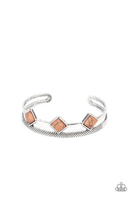 Adobe Ascension - Brown Stone Cuff Bracelet Paparazzi Accessories