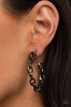 Load image into Gallery viewer, Stronger Together - Black Hoop Earrings Paparazzi Accessories