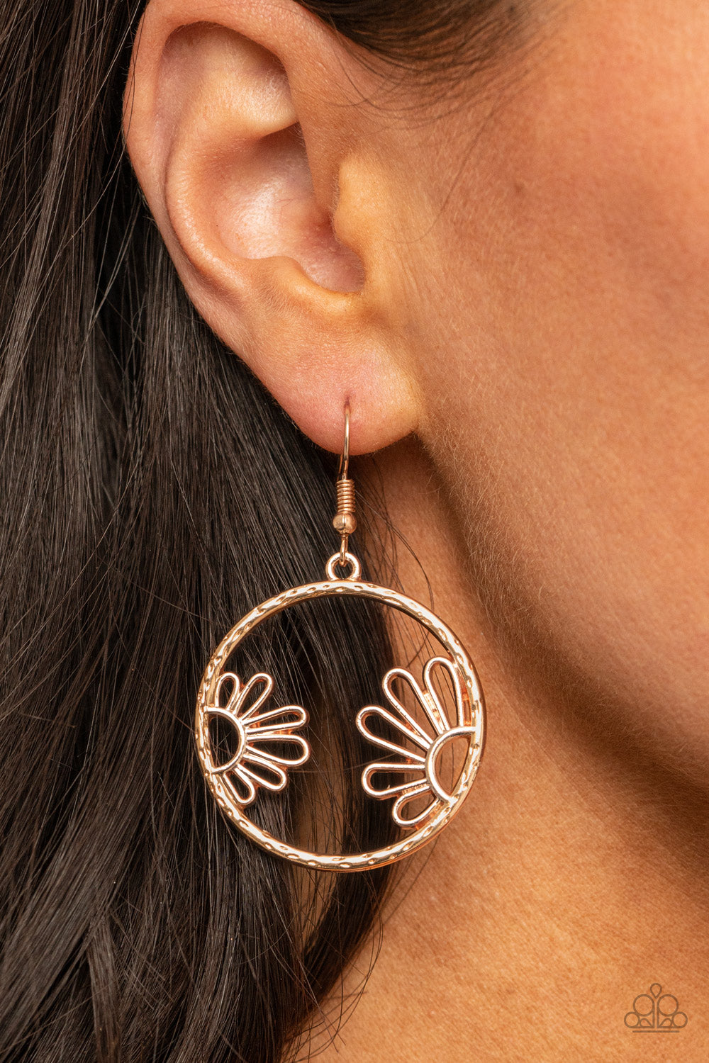 Demurely Daisy - Rose Gold Earrings Paparazzi Accessories