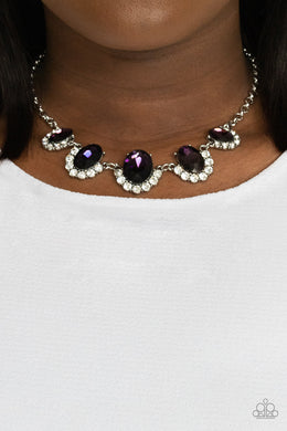 The Queen Demands It - Purple Rhinestone Necklace Paparazzi Accessories