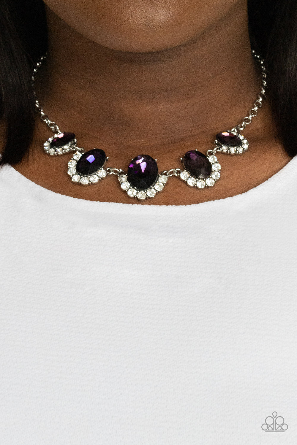 The Queen Demands It - Purple Rhinestone Necklace Paparazzi Accessories