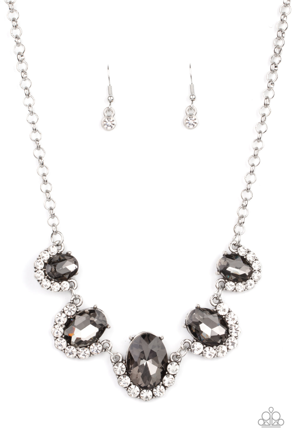 The Queen Demands It - Silver Rhinestone Necklace Paparazzi Accessories