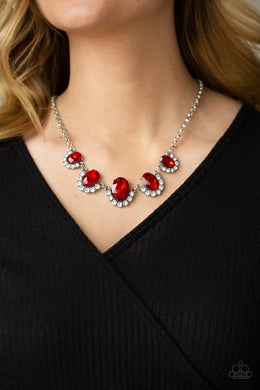 The Queen Demands It - Red Rhinestone Necklace Paparazzi Accessories