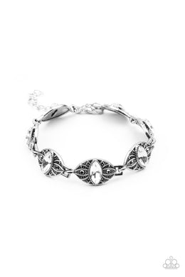 Crown Privilege - White Rhinestone Bracelet Paparazzi Accessories