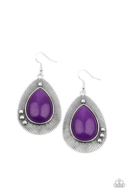 Western Fantasy - Purple Stone Earrings Paparazzi Accessories