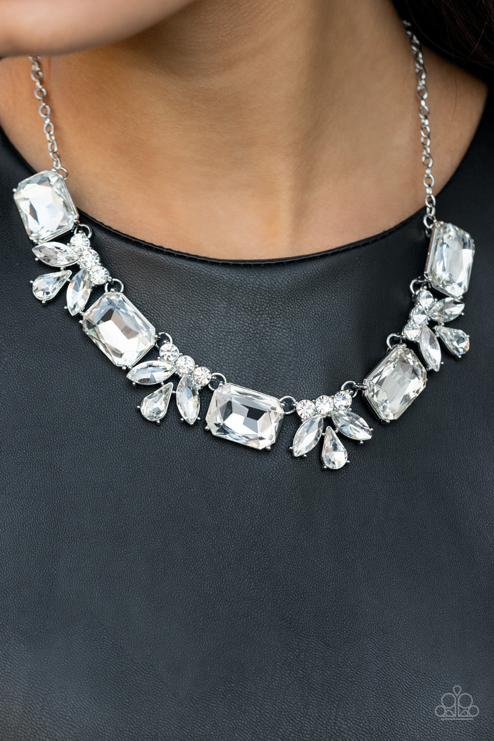 Long Live Sparkle White Rhinestone Necklace Paparazzi Accessories