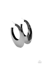 Load image into Gallery viewer, Going OVAL-board - Black Gunmetal Hoop Earrrings Paparazzi Accessories