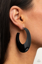 Load image into Gallery viewer, Going OVAL-board - Black Gunmetal Hoop Earrrings Paparazzi Accessories