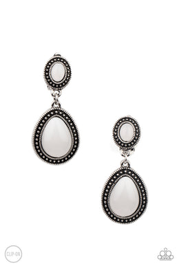 Carefree Clairvoyance - White Earring Paparazzi Accessories