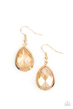 Load image into Gallery viewer, Drop-Dead Duchess - Gold Rhinestone Earrings Paparazzi Accessories