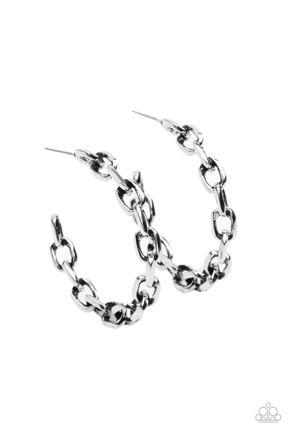 Stronger Together - Silver Hoop Earrings Paparazzi Accessories