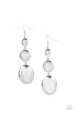 Retro Reality - White Earrings Paparazzi Accessories
