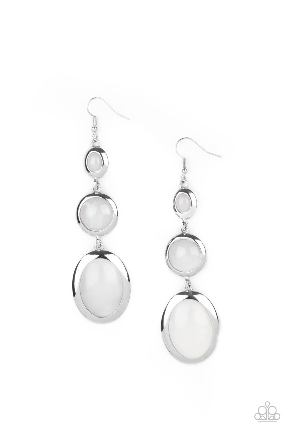 Retro Reality - White Earrings Paparazzi Accessories