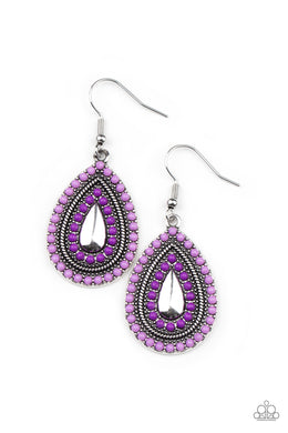 Beaded Bonanza - Purple Earrings Paparazzi Accessories