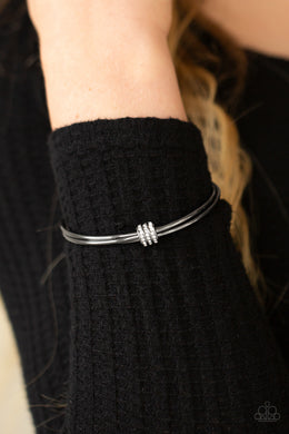 Roll Out The Rhinestones - Black Gunmetal Bangle Bracelet Paparazzi Accessories
