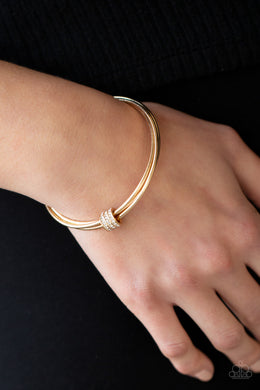 Roll Out The Rhinestones  - Gold Bangle Bracelet Paparazzi Accessories