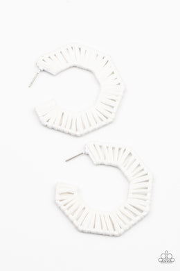 Fabulously Fiesta - White Hoop Earrings Paparazzi Accessories