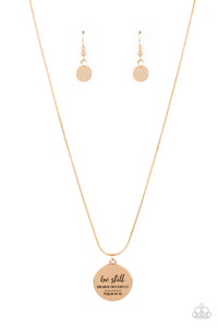 faith,gold,short necklace,Be Still - Gold Necklace