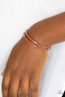 Let Freedom BLING - Red Rhinestone Coil Bracelet Paparazzi Accessories