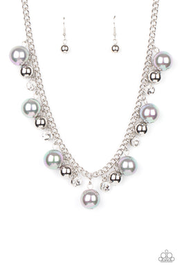 Galactic Gala - Silver Iridescent Pearl Necklace Paparazzi Accessories