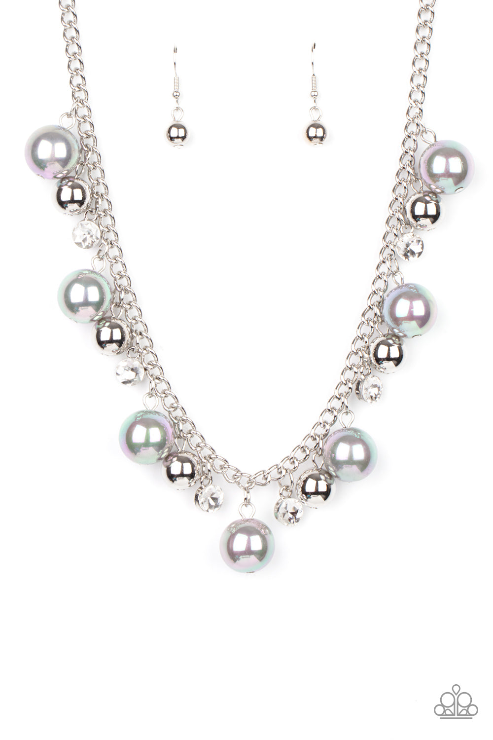 Galactic Gala - Silver Iridescent Pearl Necklace Paparazzi Accessories