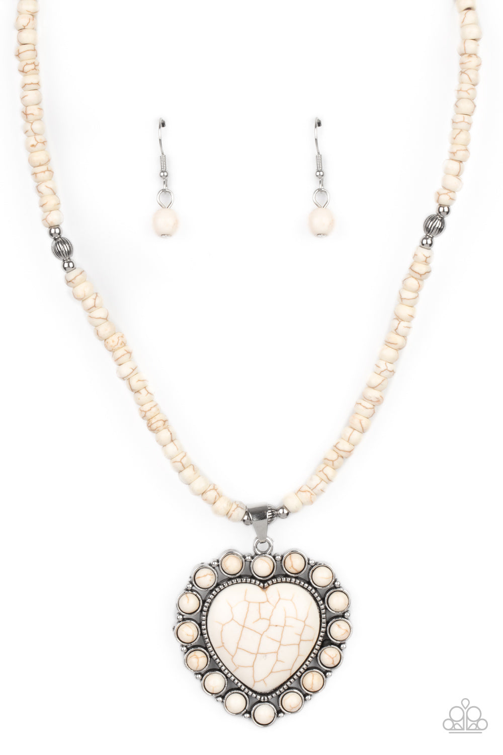 A Heart Of Stone - White Necklace Paparazzi Accessories