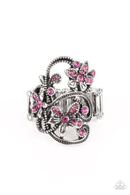 Load image into Gallery viewer, Bouquet Toss - Pink Rhinestone Floral Ring Paparazzi Accessories