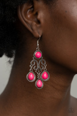Canyon Chandelier - Pink Earring Paparazzi Accessories