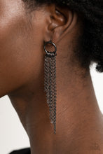 Load image into Gallery viewer, Divinely Dipping - Black Gunmetal Post Earring Paparazzi Accessories