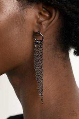 Divinely Dipping - Black Gunmetal Post Earring Paparazzi Accessories
